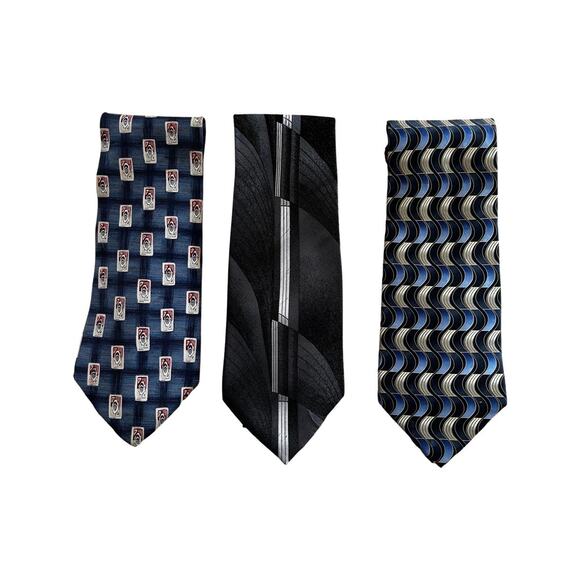 Pierre Cardin Other - Vintage Pierre Cardin 90s Silk Neckties Set of Three Blue/Navy